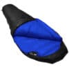 Criterion Quantum 450 down sleeping bag with a blue inner and black outer