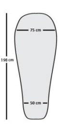 An image showing the dimensions of Criterion's Quantum long down sleeping bags