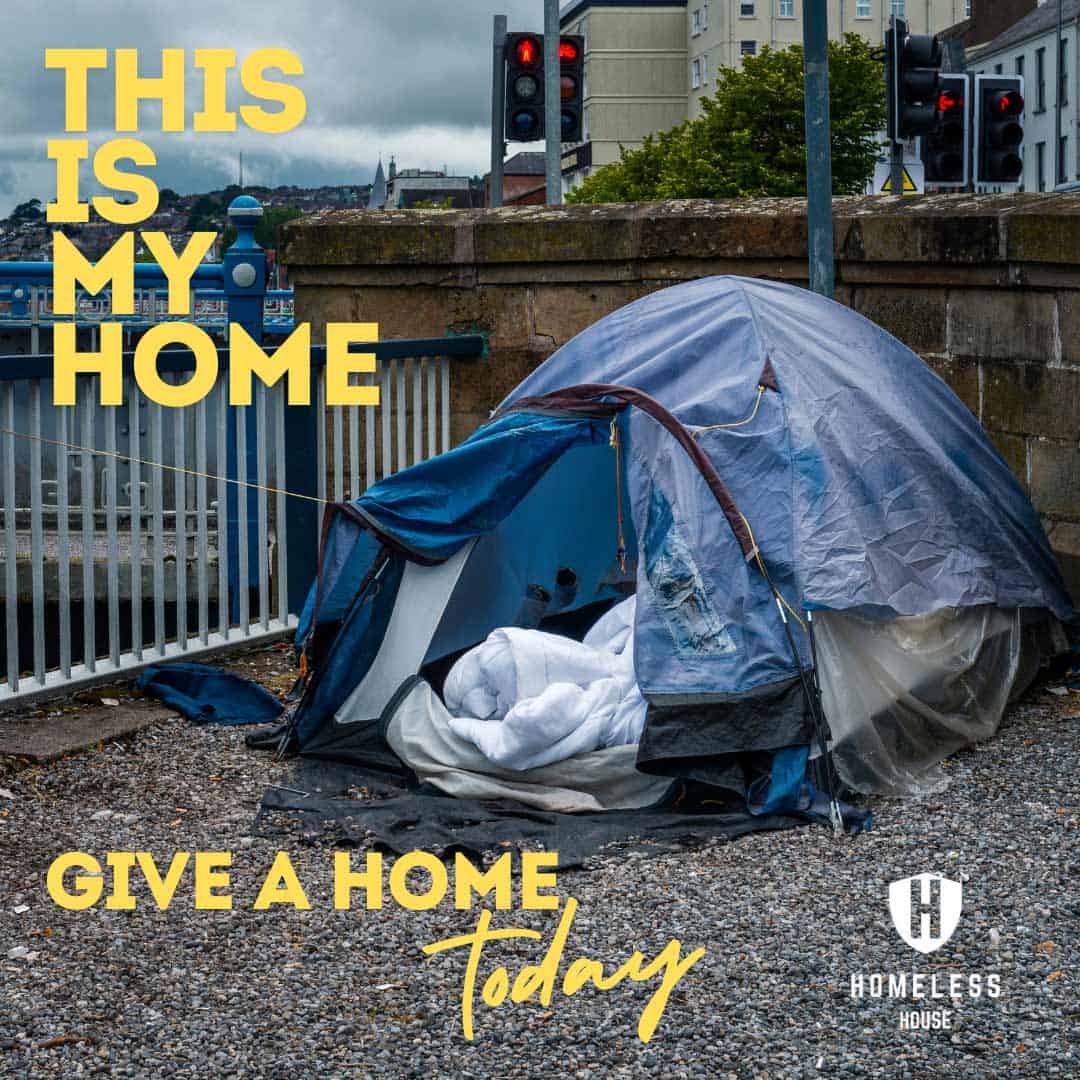 A tent used by a rough sleeper in a homeless area.
